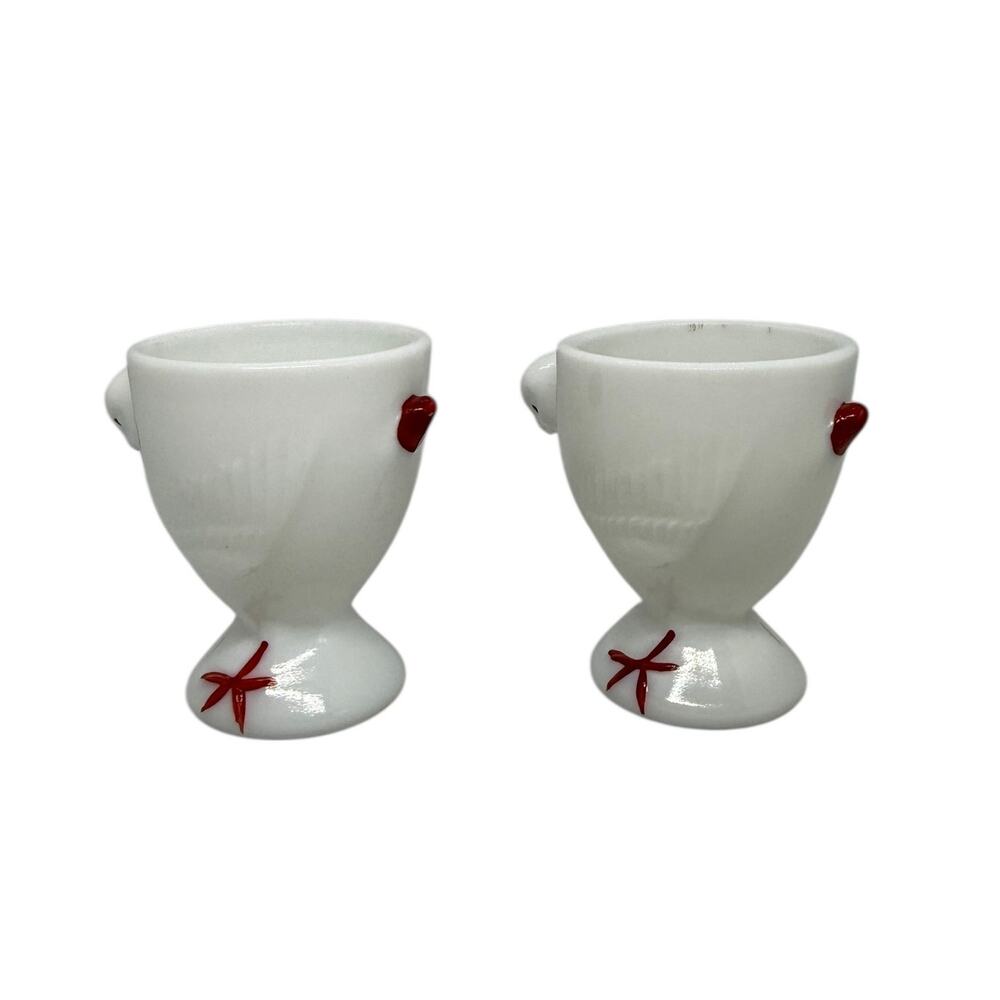 1950's Westmoreland Milk Glass Chick Design Egg Cups - A Pair - Picture 2 of 16